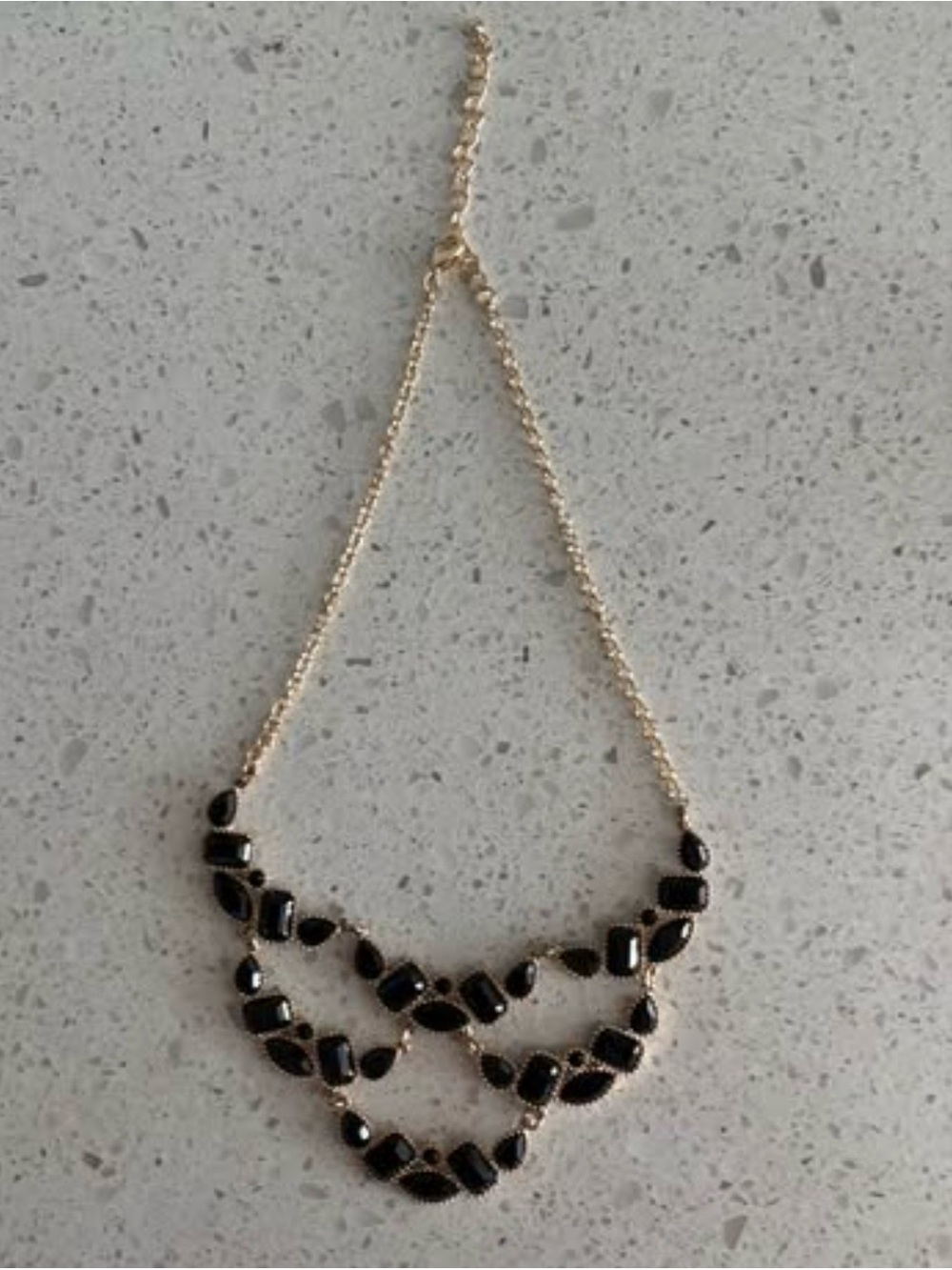 Francesca Gold-Tone Necklace with Black Gem Accents